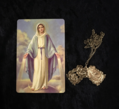 Antique Miraculous Mary Medal With Roses Locket - £14.15 GBP