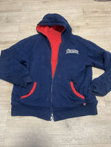 New England Patriots Vtg Reversible Hoodie Size XL Red Blue Full Zip NFL - $17.42