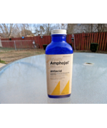 EMPTY WYETH AMPHOJEL ANTACID COBALT BOTTLE WITH LABEL AND METAL SREW ON TOP - €18,76 EUR