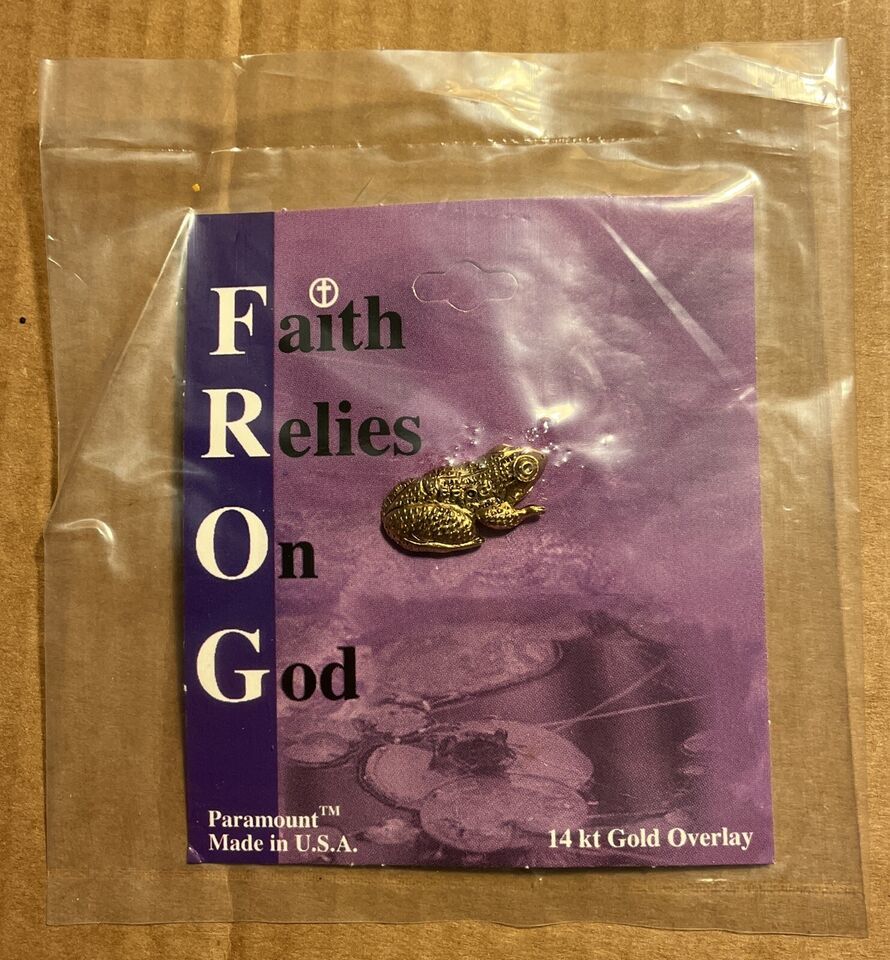 FROG: Faith Relies On God Pin, 14 Kt Gold Overlay - $1.00