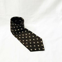 All Silk Designer Collection Tie Brown Foulard Print Skinny Italy Necktie Vtg - £12.40 GBP
