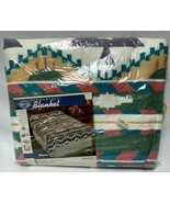 NEW Vintage Mojave Blanket 72”x 90 Twin Full Acrylic Polyester Whip Stit... - $40.49