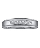 14k White Gold Mens Round Diamond Band Wedding Anniversary Ring 1/12 Ctw - £223.61 GBP