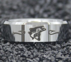 Free Shipping JEWELRY Hot Sales 8MM Silver Bevel Fishing Design New Men&#39;s Comfor - £29.27 GBP