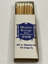 Vintage Matchbox Cover  Marlo’s Heritage Inn  Restaurant  Port Orange, Fl  gmg - £9.56 GBP