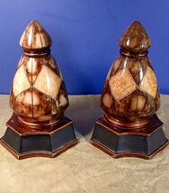 Pillar Bookends tan marble Deco style - $21.78