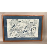 Vintage Japanese Gyotaku Koi Fish Print In Glass Frame - 18.5x12.5” - €29,72 EUR