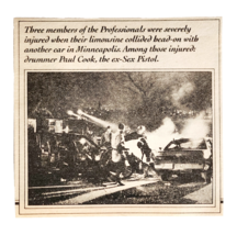 1982 Professionals Band Car Limo Accident Clipping Sex Pistols Paul Cook... - $19.99