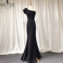 QSYYE Black Long Evening Dress One   Formal Gown Ruffles Prom Dress Fit Party Dr - £108.34 GBP