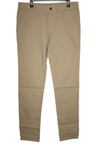 Plaid &amp; Plain Men&#39;s Pants 34x34 Skinny Fit Tan Khaki Elastic Waist NEW NWT - $18.00