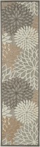 2&#39; X 10&#39; Gray And Ivory Floral Indoor Outdoor Area Rug - £65.77 GBP