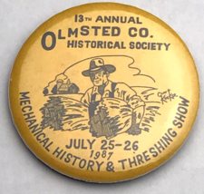 Olmsted County Minnesota 1987 Pin Button Pinback Threshing Show Mechanical - £6.98 GBP