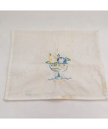 Vintage shabby chic table runner scarf machine embroidered fruit design - $19.75