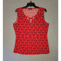 Women&#39;s Tommy Hilfiger Red Sleeveless Blouse Metal Accent and Slight V Neck XL - £13.92 GBP