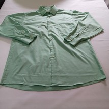 Van Heusen Lux Sateen Dress Shirt Men&#39;s Long Sleeve Green Cotton Blend S... - $13.85