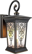 Outdoor Wall Light Fixture Sconce Lantern Vintage Industrial Porch Glass Metal - £68.49 GBP