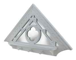 Scratch &amp; Dent Distressed White Mirrored Architectural Triangle Wall Hoo... - $26.30