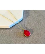 Hot Pink Chalcedony Necklace, Dainty Gold Necklace, Chalcedony Pendant, ... - $54.65 CAD