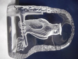 Goebel German Horned Owl Lead Crystal Intaglio Sculpture Glass Paperweight 5 3/4 - £27.17 GBP