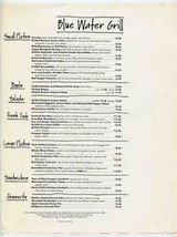 Blue Water Grill Menu West Coast Locations 1980&#39;s - £13.95 GBP