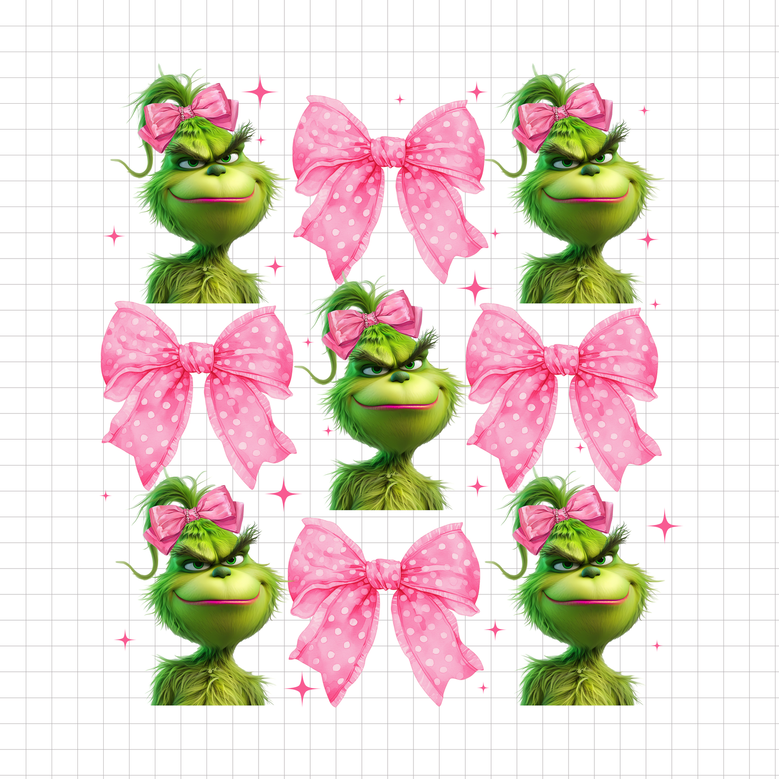 Christmas Grinch Bow PNG, Coquette Christmas PNG, Pink Grinch, Grinch Gi... - $2.50