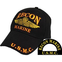 CP00332 Black U.S. Marine Corps Recon Marine Cap w/ Embroidered Logo - £11.50 GBP