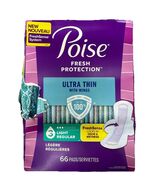 1 PK DAMAGED BOX Poise Ultra Thin Incontinence Pads w/Wings, Light, 66Ct EA - $36.62