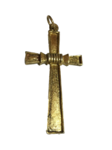 Christian Cross Gold Tone Bow 7cm Pendant vtd - £7.91 GBP