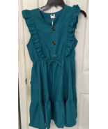 Summer Dress Women&#39;s Smocked Short Ruffle Dresses Turkish Blue Green Sz ... - £14.60 GBP