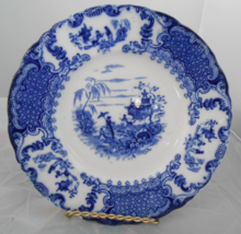 Flow Blue Plate salad Asian Design 8 3/4&quot; Geisha Upper Hanley Pottery En... - $34.65