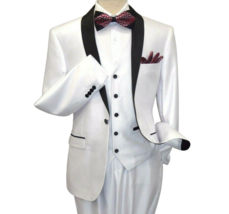 Men&#39;s Lorenzo Bruno Shawl Tuxedo Slim 3 Piece Shiny Formal Suit S6501V W... - £51.35 GBP