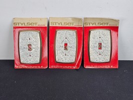 3 Vintage 1970&#39;s Stylset Single Light Switch Wall Plates Floral White #3... - $13.81