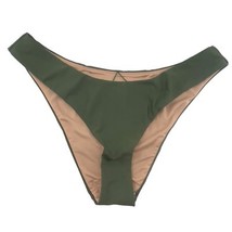 J Crew Curved Waist Bikini Bottoms Army Green Cheeky Mid Rise Size Med B... - $11.87
