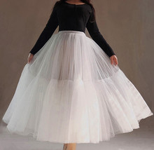 A-line White Layered Tulle Skirt Women Custom Plus Size Dot Fluffy Tulle Tutu Sk image 5