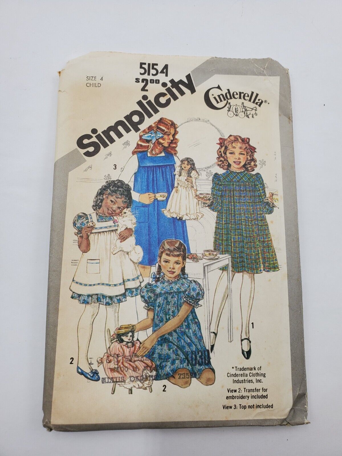 Simplicity 5154 Sewing Pattern Child Girls' Dress Cinderella Pinafore Cut Size 4 - £6.19 GBP