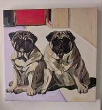 A Pair of Pugs! Oil on Canvas by Cindy Perkins - £317.49 GBP