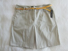 Larry Levine Shorts Sz 16 Color-New Stone With Belt Nw Ts MH81GELF7 - £9.97 GBP