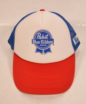 PBR Pabst Blue Ribbon Trucker Hat Snapback Cap Mesh Adult Beer Retro USA New - £20.57 GBP