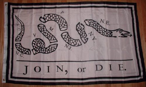 Join or Die 3x5 Flag Benjamin Franklin Snake 3 x 5 NEW, Model: , Home & Tools - $4.88