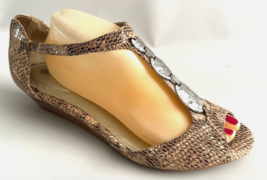 Giani Bernini Women Size 9.5 M Brown Snake Print Scales Low Wedge Sandal... - $18.65
