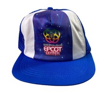 Vintage Disney Epcot Center Snapback Trucker Hat Blue Walt World 90s - £11.10 GBP