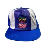 Vintage Disney Epcot Center Snapback Trucker Hat Blue Walt World 90s - £10.97 GBP