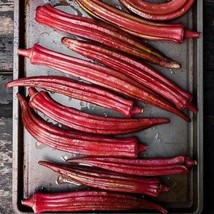 75 Red Burgundy Okra Seeds Fresh Seeds Fast Shipping - £10.42 GBP