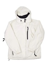 Eddie Bauer Rain Jacket Mens L White Nylon Full Zip Hooded Vented Coat Weather - £28.04 GBP