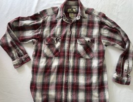 Field &amp; Stream Heavy Thick Flannel Shirt Red, Cream Tones Size Medium VG - £11.50 GBP
