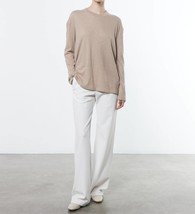 Enza Costa cashmere oversized long sleeve crew shirt in KHAKI - £101.72 GBP