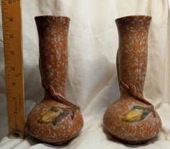 Antique Weller Pottery Vases ~8 1/2&quot; Tall ~2 3/4&quot; @ Bottom, Malverne, Set of 2 - £106.66 GBP