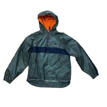 Starter Vintage Gray Blue Windbreaker JacketBoys Size Large 14-16 1/4 zip Hooded - £17.58 GBP