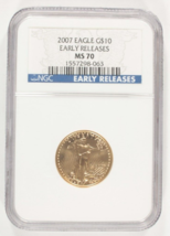 2007 1/4 Oz. G $10 Oro American Eagle Graduado Por NGC Como MS70 Early R... - £819.84 GBP