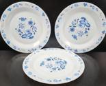 3 Arcopal Blue Onion Dinner Plates Set Vintage White Milk Glass Serving ... - £37.00 GBP